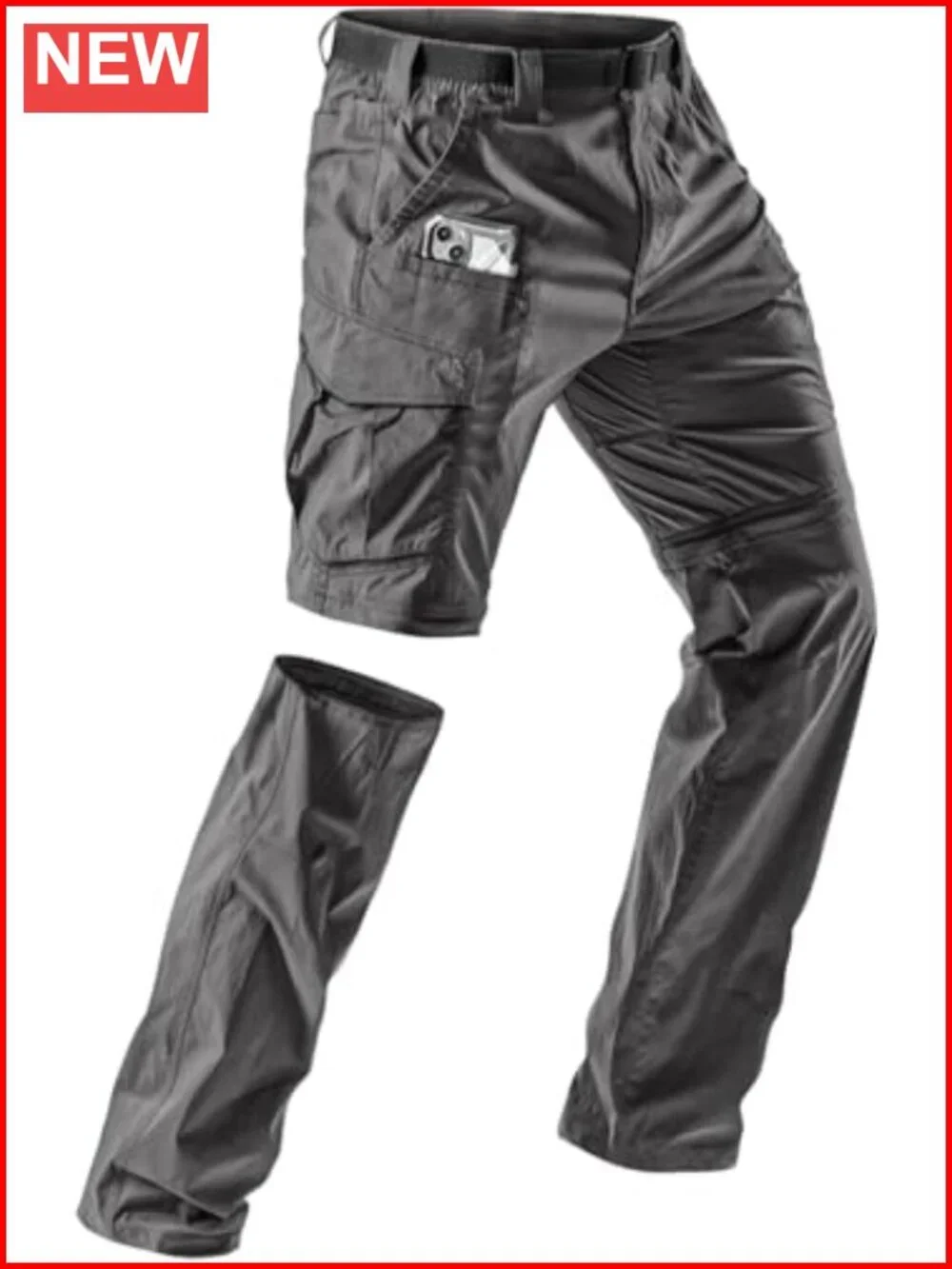 Men's Convertible Cargo Tactical Pants, Water Resistant, Zip Off Lightweight